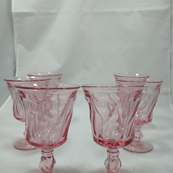 Set of Six (6) Pink Goblets Fostoria Jamestown Goblets - Picture 5 of 8